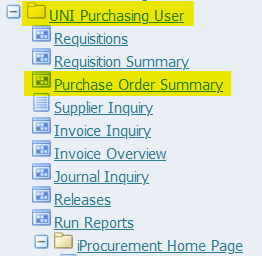 Navigate to Purchase Order Summary sub-tab. 